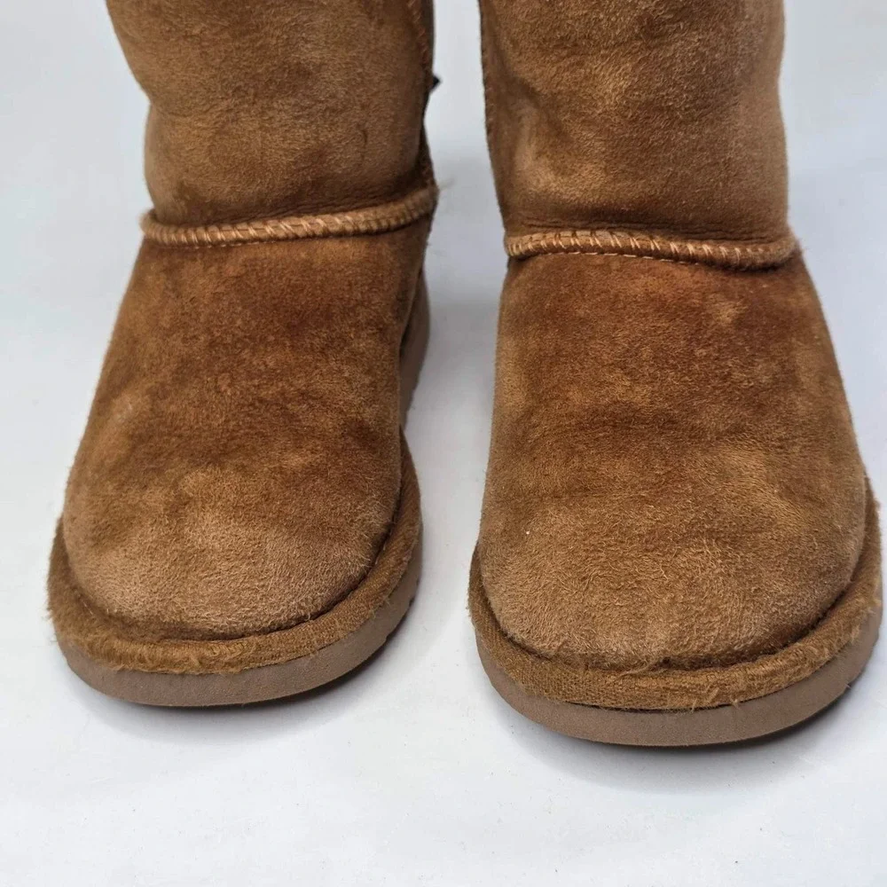 UGG Bailey Bow II Toddler Boots Size 12 Chestnut Brown Suede Sheepskin Shoes
